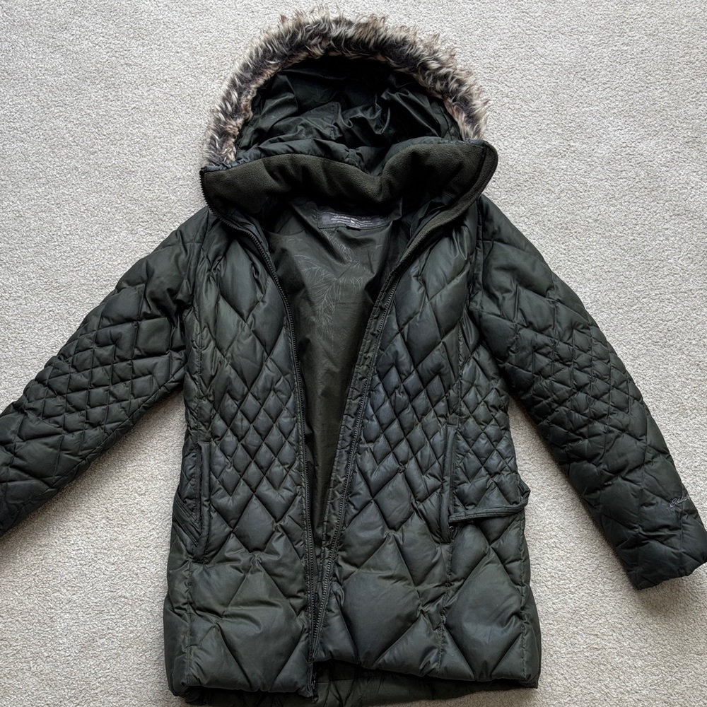 Quilted Hooded Jacket with Faux Fur Trim